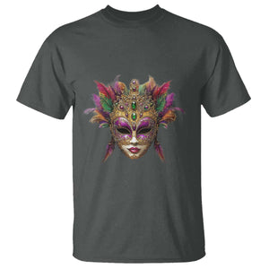 Jeweled Mask Louisiana Mardi Gras T Shirt TS09 Dark Heather Print Your Wear