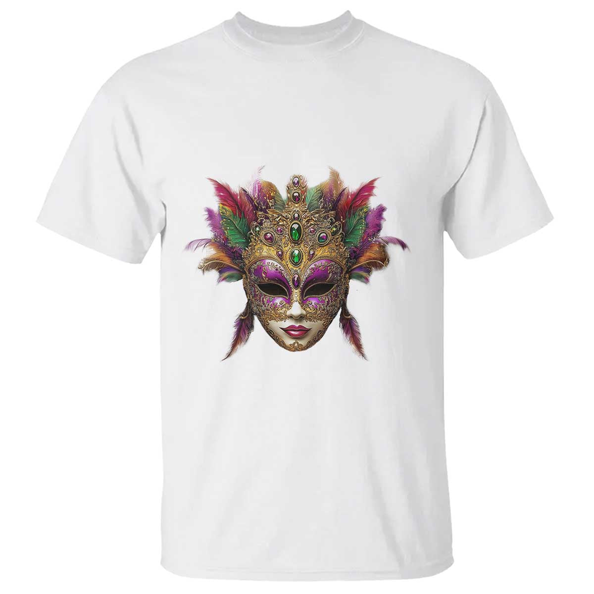 Jeweled Mask Louisiana Mardi Gras T Shirt TS09 White Print Your Wear