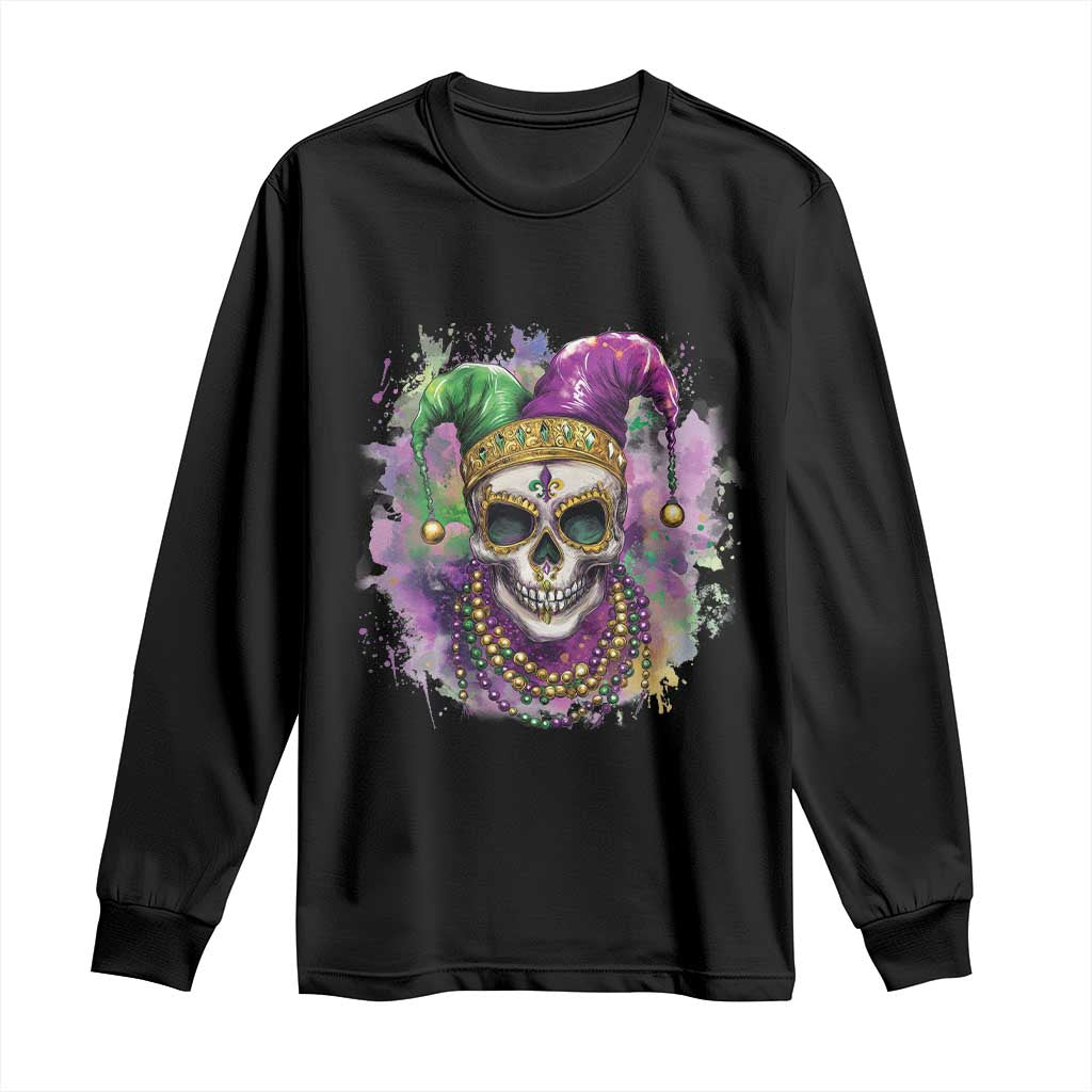 Skeleton Jester Louisiana Mardi Gras Long Sleeve Shirt TS09 Black Print Your Wear