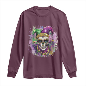 Skeleton Jester Louisiana Mardi Gras Long Sleeve Shirt TS09 Maroon Print Your Wear