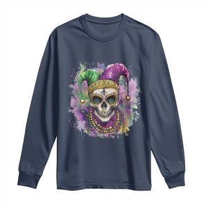 Skeleton Jester Louisiana Mardi Gras Long Sleeve Shirt TS09 Navy Print Your Wear