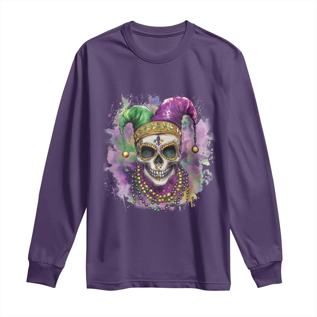 Skeleton Jester Louisiana Mardi Gras Long Sleeve Shirt TS09 Purple Print Your Wear