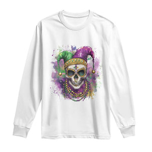 Skeleton Jester Louisiana Mardi Gras Long Sleeve Shirt TS09 White Print Your Wear