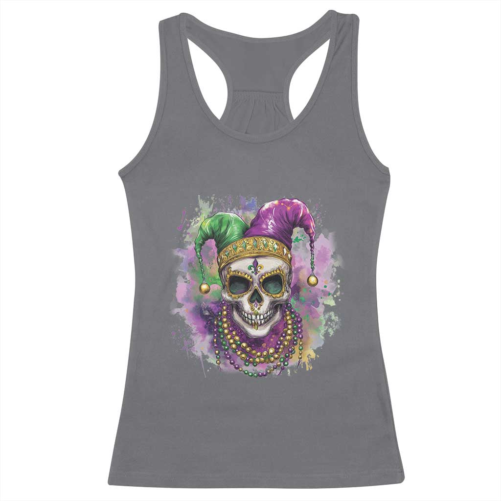 Skeleton Jester Louisiana Mardi Gras Racerback Tank Top TS09 Charcoal Print Your Wear
