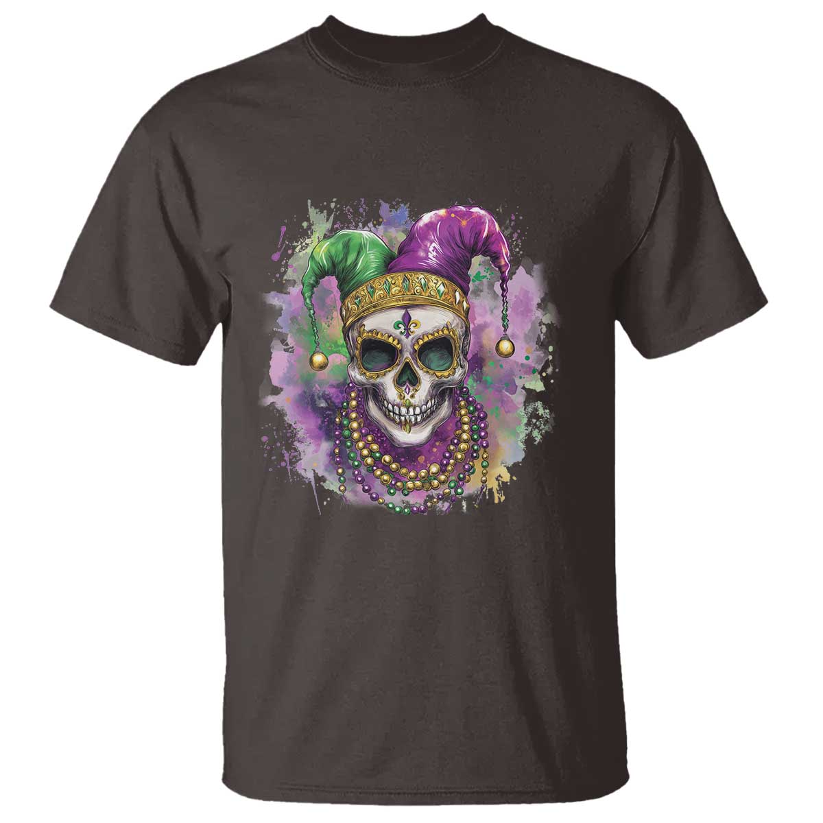 Skeleton Jester Louisiana Mardi Gras T Shirt TS09 Dark Chocolate Print Your Wear