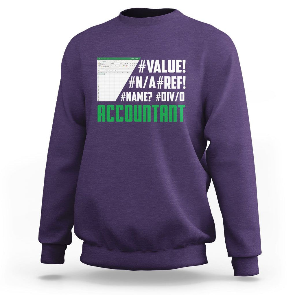 Funny Accountant Errors In Excel Sweatshirt TS09 Purple Printyourwear