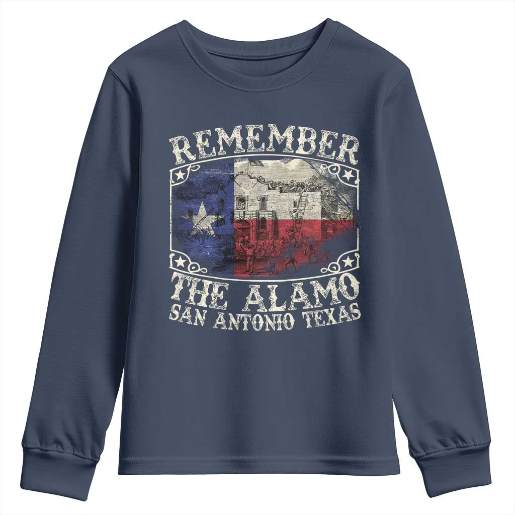Texas Remember The Alamo Youth Sweatshirt San Antonio Alamo War Texan Flag History Lover TS09 Navy Print Your Wear
