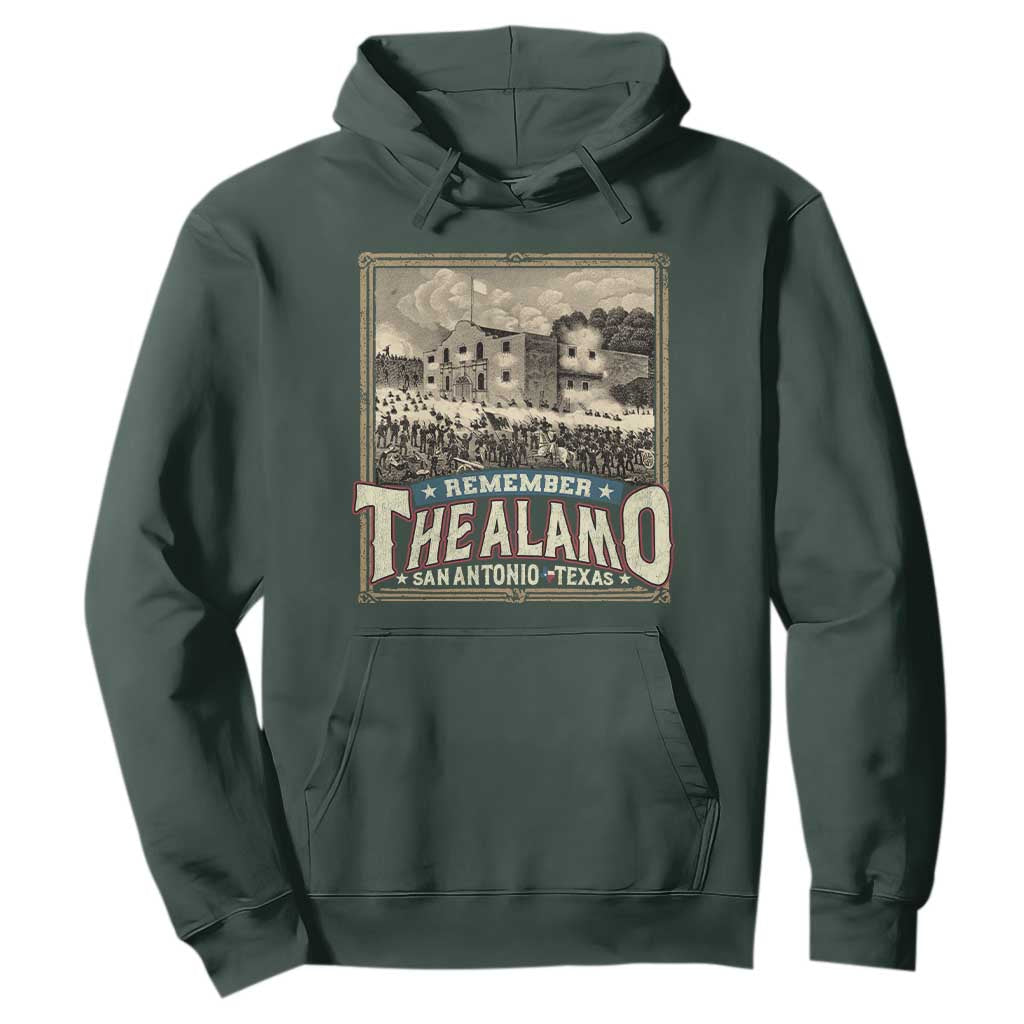 Texas Remember The Alamo Hoodie San Antonio Alamo War History Lover TS09 Dark Forest Green Print Your Wear