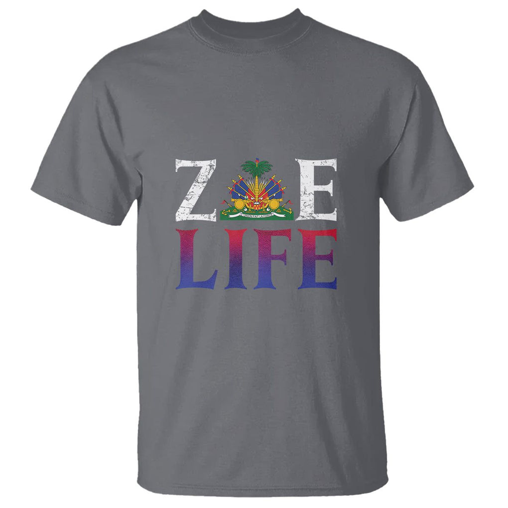Haitian T Shirt Zoe Life Haiti Patriotic TS09 Charcoal Printyourwear