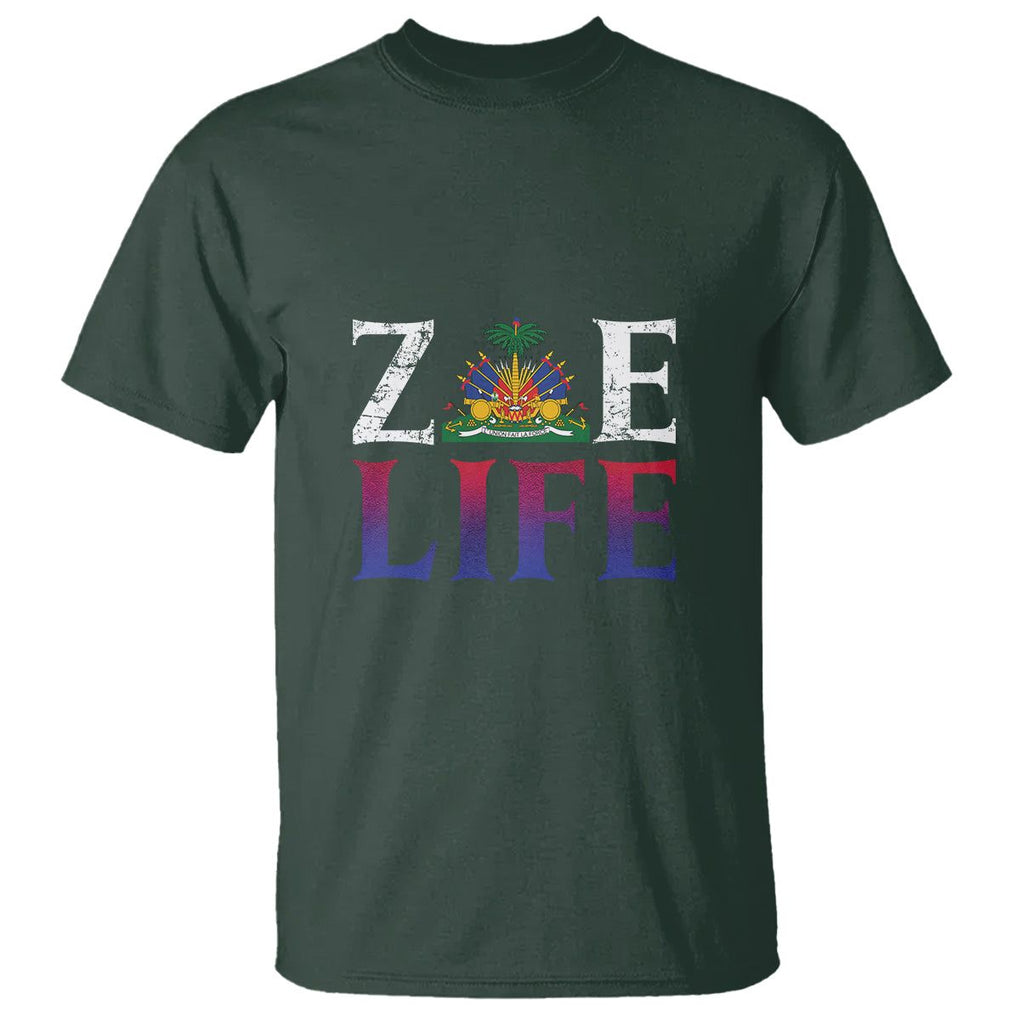 Haitian T Shirt Zoe Life Haiti Patriotic TS09 Dark Forest Green Printyourwear