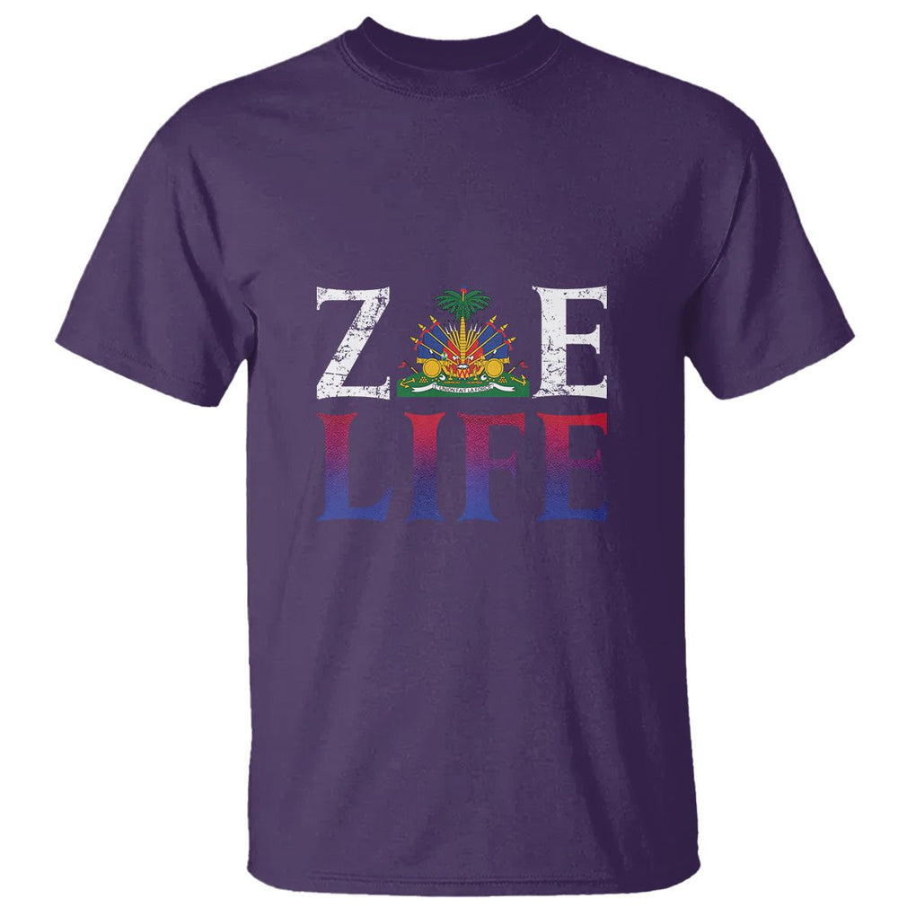 Haitian T Shirt Zoe Life Haiti Patriotic TS09 Purple Printyourwear