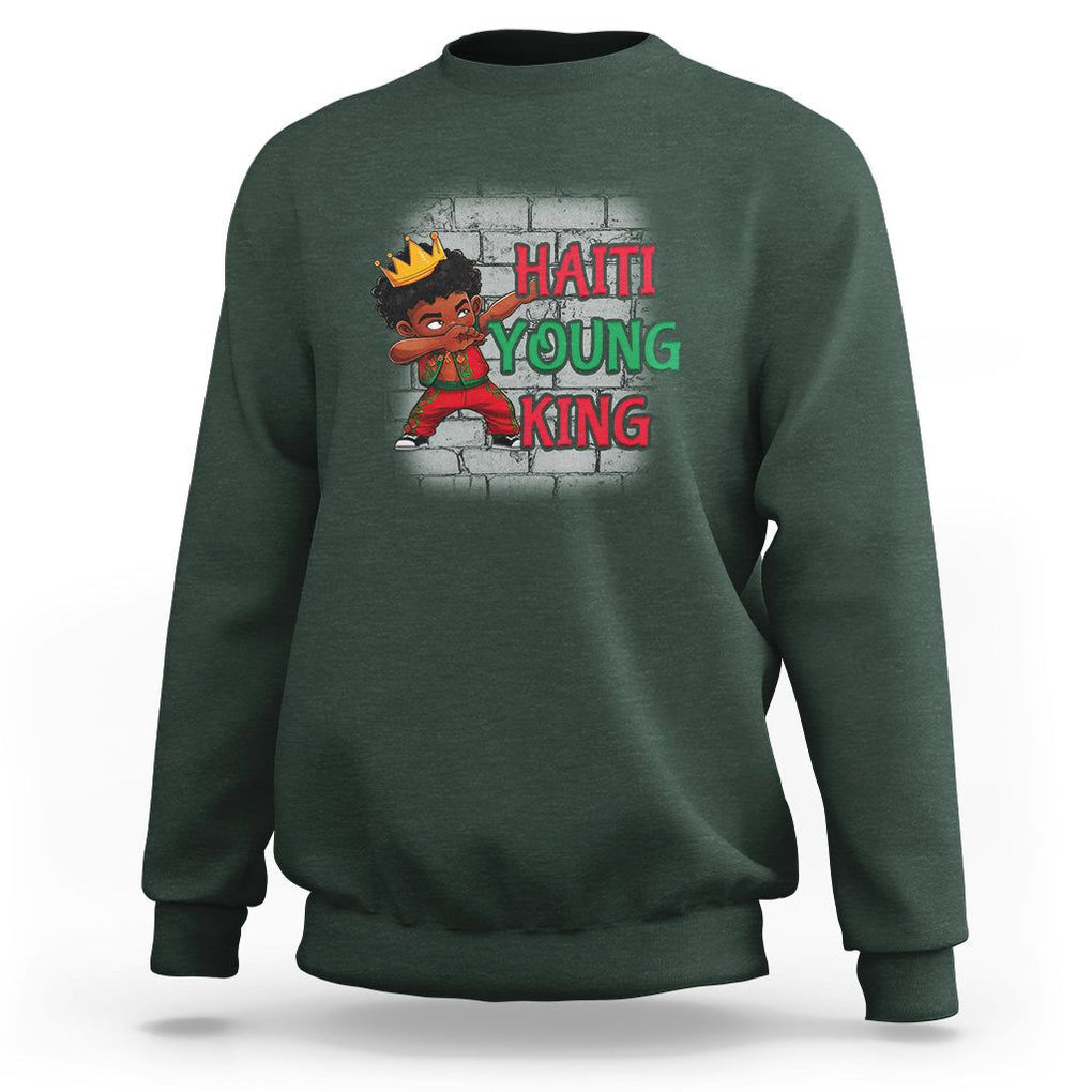 Haiti Young King Haitian Black Boys Kids Sweatshirt TS09 Dark Forest Green Printyourwear