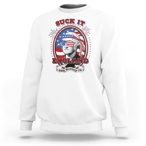 Funny George Washington Sweatshirt Suck It England 1776 4th Of July TS09 White Print Your Wear