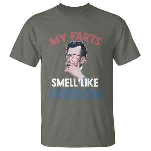 Funny Abraham Lincoln T Shirt My Farts Smell Like Freedom 4th Of July TS09 Military Green Print Your Wear