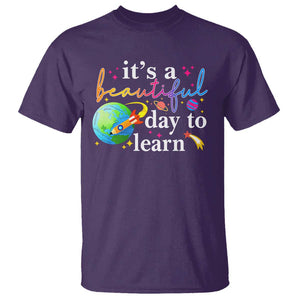 Teacher T Shirt It's A Beautiful Day To Learn Back To School TS09 Purple Print Your Wear