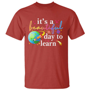 Teacher T Shirt It's A Beautiful Day To Learn Back To School TS09 Red Print Your Wear