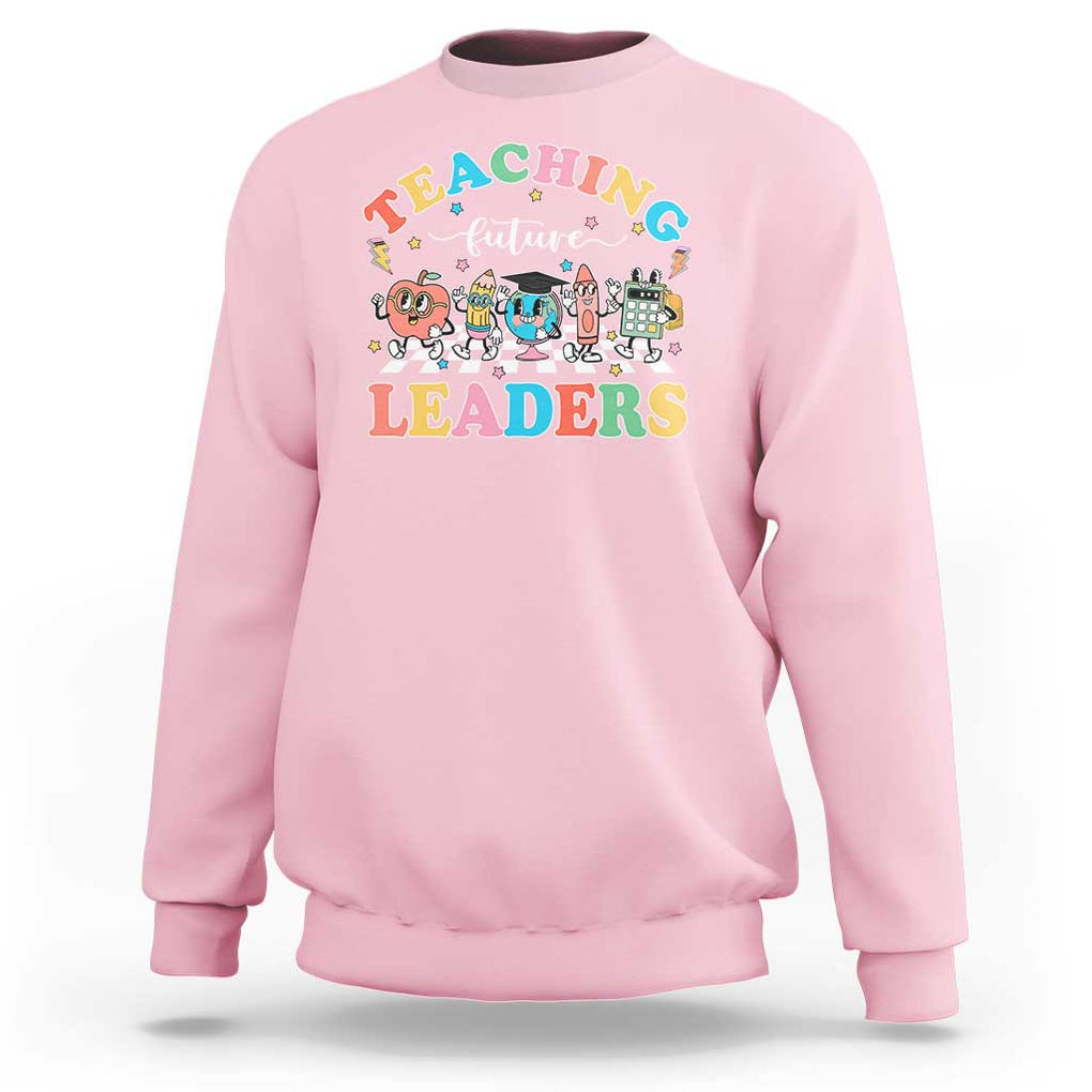 Teacher Sweatshirt Teaching Future Leaders Back To School TS09 Light Pink Print Your Wear