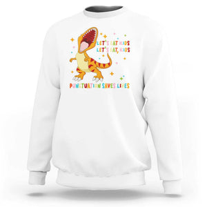 Funny Teacher Sweatshirt Let's Eat Kid Punctuation Saves Lives TS09 White Print Your Wear