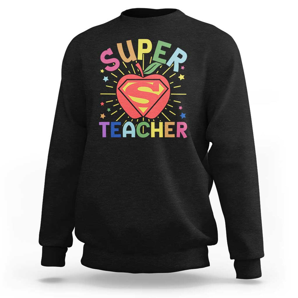 Funny Super Teacher Superhero Apple Sweatshirt TS09 Black Print Your Wear