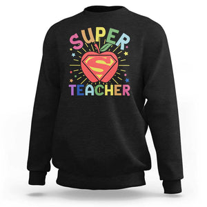 Funny Super Teacher Superhero Apple Sweatshirt TS09 Black Print Your Wear