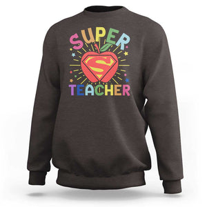 Funny Super Teacher Superhero Apple Sweatshirt TS09 Dark Chocolate Print Your Wear