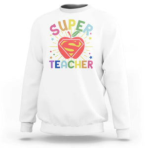 Funny Super Teacher Superhero Apple Sweatshirt TS09 White Print Your Wear