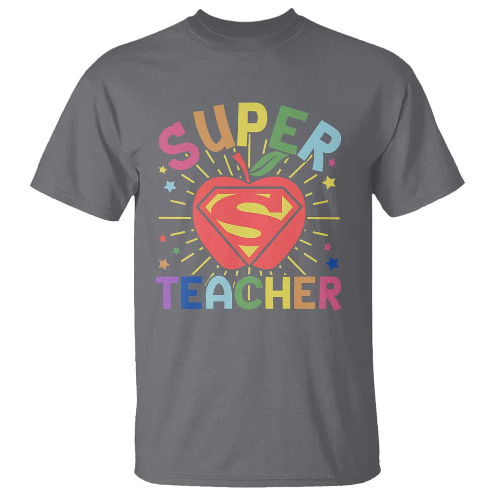 Funny Super Teacher Superhero Apple T Shirt TS09 Charcoal Print Your Wear