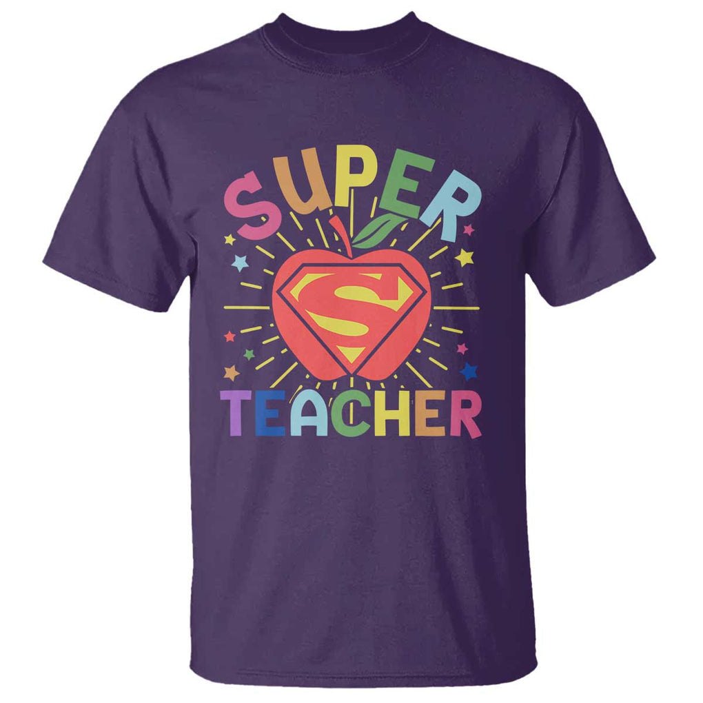Funny Super Teacher Superhero Apple T Shirt TS09 Purple Print Your Wear