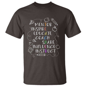 Teacher Mentor Inspire Educate Coach T Shirt TS09 Dark Chocolate Print Your Wear