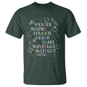 Teacher Mentor Inspire Educate Coach T Shirt TS09 Dark Forest Green Print Your Wear