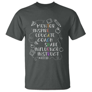 Teacher Mentor Inspire Educate Coach T Shirt TS09 Dark Heather Print Your Wear