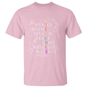 Teacher Mentor Inspire Educate Coach T Shirt TS09 Light Pink Print Your Wear