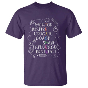 Teacher Mentor Inspire Educate Coach T Shirt TS09 Purple Print Your Wear