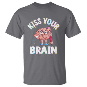 Teacher T Shirt Kiss Your Brain Back To School TS09 Charcoal Print Your Wear