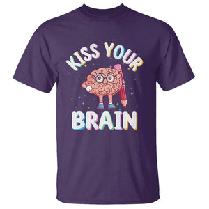 Teacher T Shirt Kiss Your Brain Back To School TS09 Purple Print Your Wear