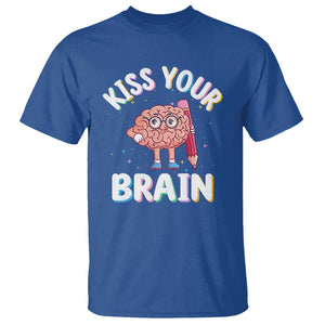 Teacher T Shirt Kiss Your Brain Back To School TS09 Royal Blue Print Your Wear