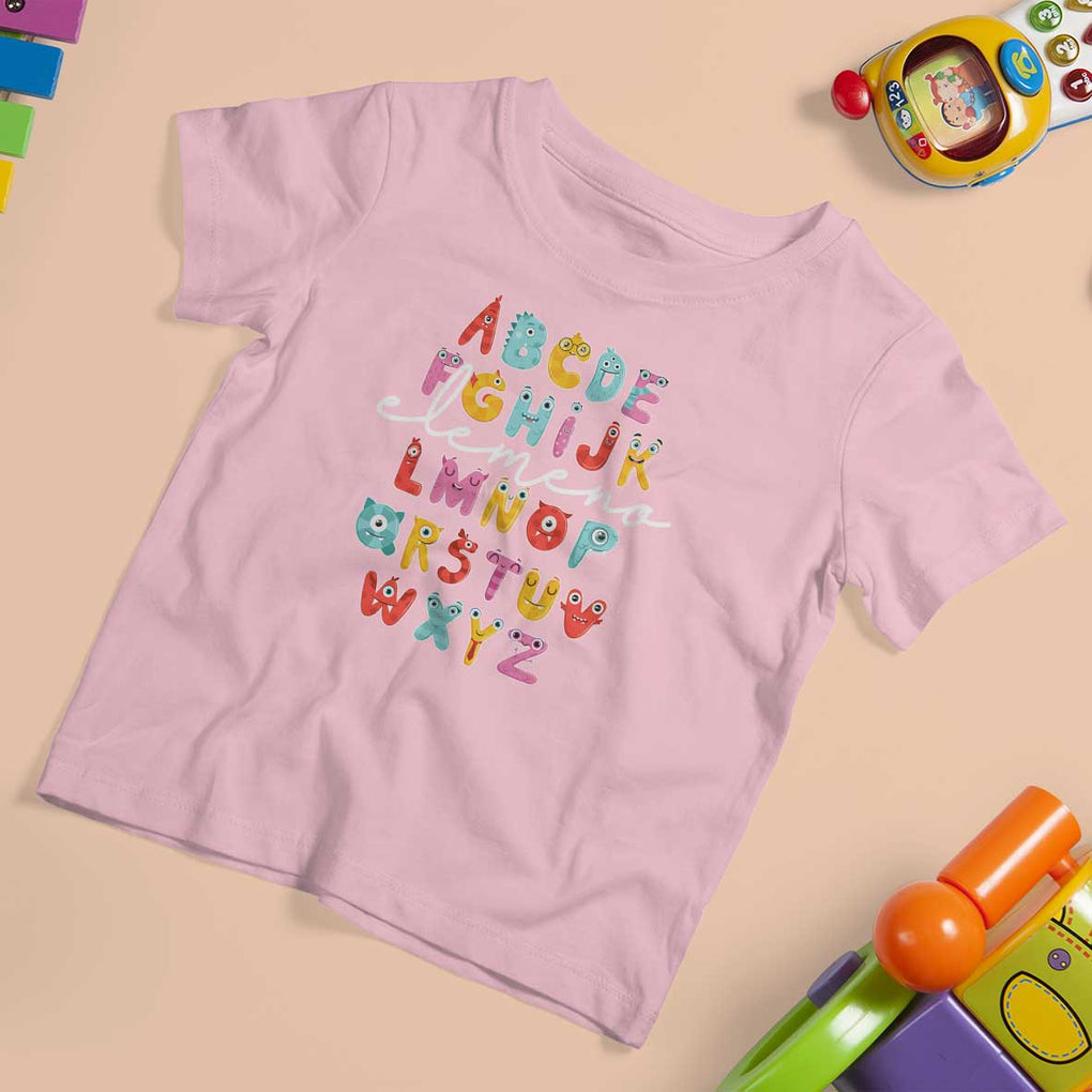 Teacher Alphabet Elemeno Cute Little Monster T Shirt For Kid TS09 Light Pink Print Your Wear