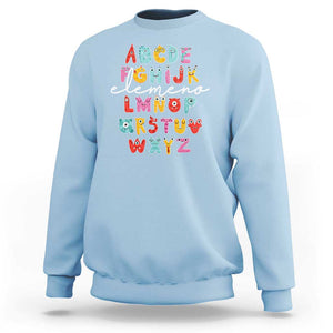 Teacher Alphabet Elemeno Cute Little Monster Sweatshirt TS09 Light Blue Print Your Wear