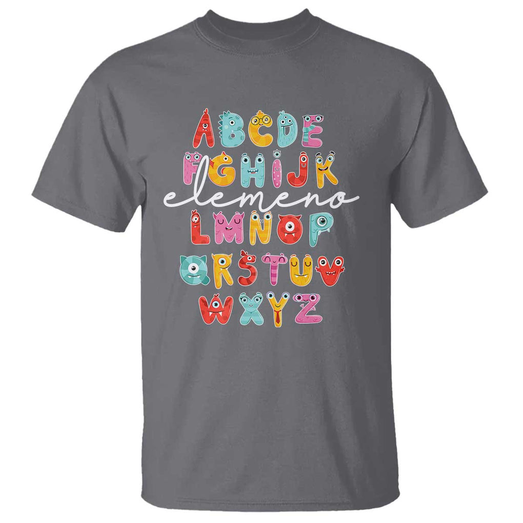 Teacher Alphabet Elemeno Cute Little Monster T Shirt TS09 Charcoal Print Your Wear