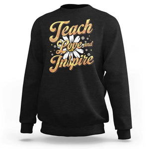 Teacher Sweatshirt Teach Love Inspire Back To School TS09 Black Print Your Wear