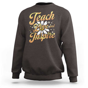 Teacher Sweatshirt Teach Love Inspire Back To School TS09 Dark Chocolate Print Your Wear