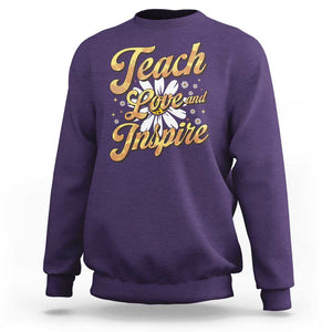 Teacher Sweatshirt Teach Love Inspire Back To School TS09 Purple Print Your Wear