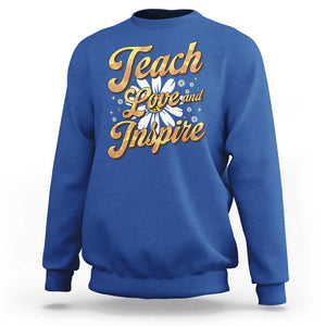 Teacher Sweatshirt Teach Love Inspire Back To School TS09 Royal Blue Print Your Wear