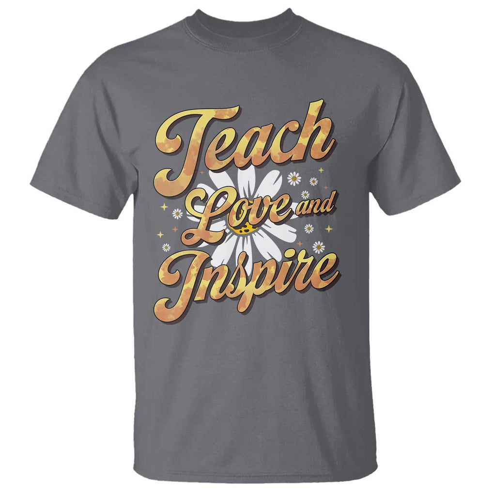 Teacher T Shirt Teach Love Inspire Back To School TS09 Charcoal Print Your Wear