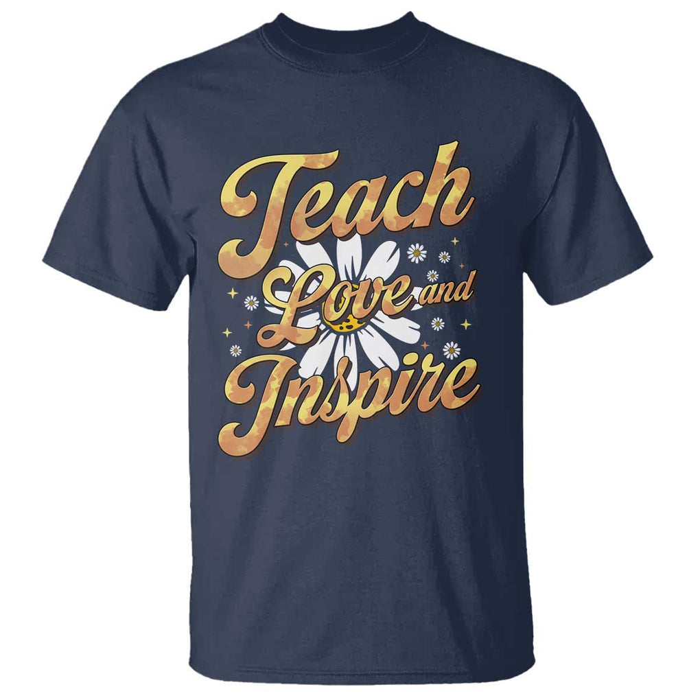 Teacher T Shirt Teach Love Inspire Back To School TS09 Navy Print Your Wear