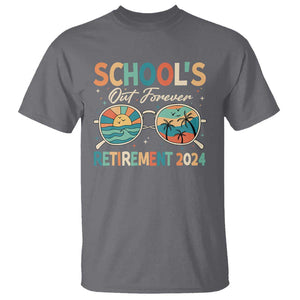 Retired Teacher T Shirt School's Out Forever Retirement 2024 TS09 Charcoal Print Your Wear