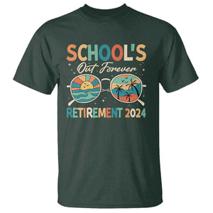 Retired Teacher T Shirt School's Out Forever Retirement 2024 TS09 Dark Forest Green Print Your Wear