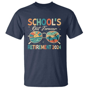 Retired Teacher T Shirt School's Out Forever Retirement 2024 TS09 Navy Print Your Wear