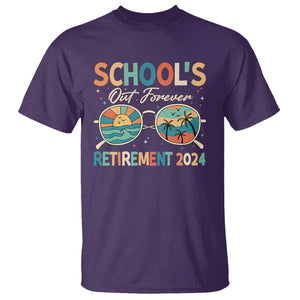 Retired Teacher T Shirt School's Out Forever Retirement 2024 TS09 Purple Print Your Wear