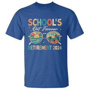 Retired Teacher T Shirt School's Out Forever Retirement 2024 TS09 Royal Blue Print Your Wear